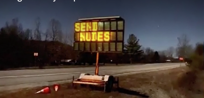 Kentucky road sign hacked to say 'Send nudes'